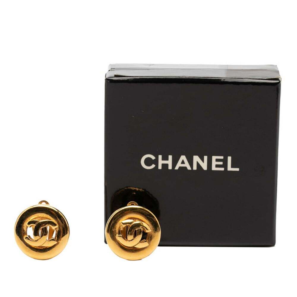 CHANEL Authentic Vintage Gold Logo Earrings - Picture 4 of 4
